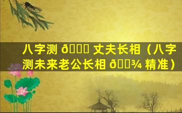 八字测 🐛 丈夫长相（八字测未来老公长相 🌾 精准）